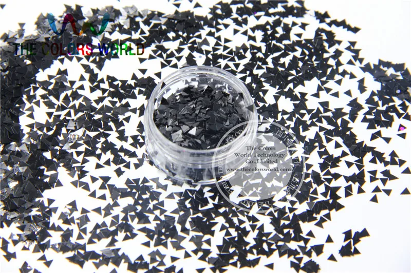 Solvent Resistant  Black  Color Triangle  Shape Glitter  for Nail Polish and DIY decoration 1Pack =50g