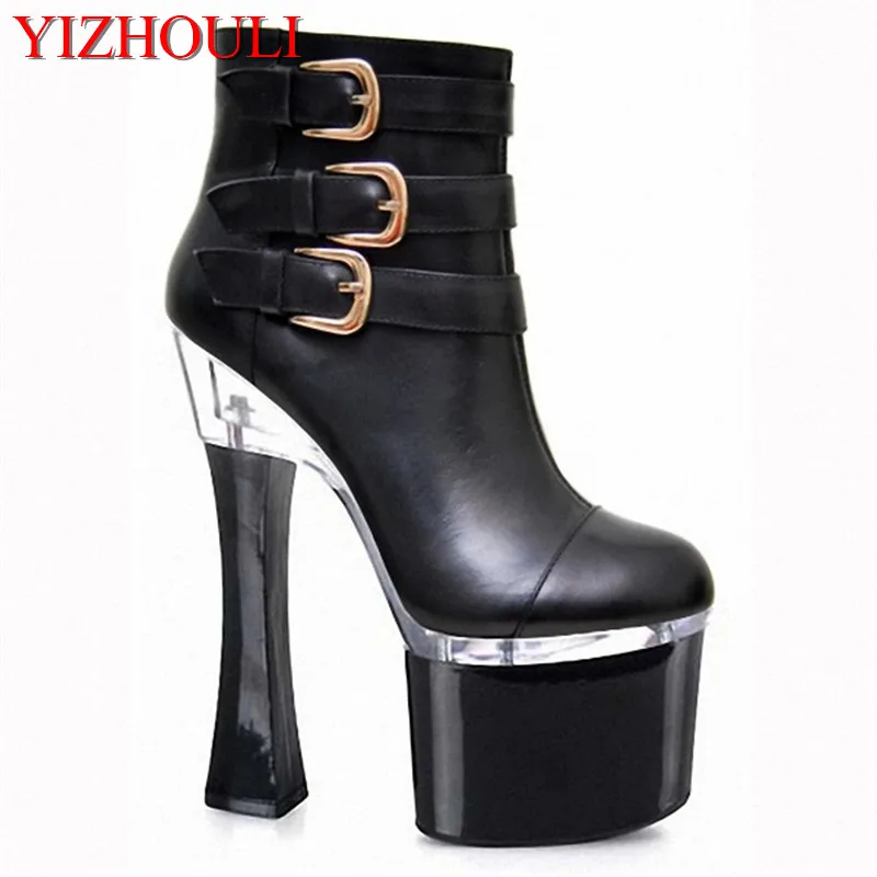 17-18-20cm high heels, ankle boots, buckle decorative sexy nightclub pole dance performance, dance shoes