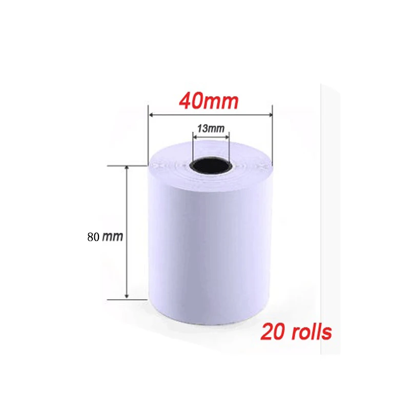 20 Rolls/Lot 80mm*40mm Thermal Receipt Printer Paper  Mobile POS Printer Paper