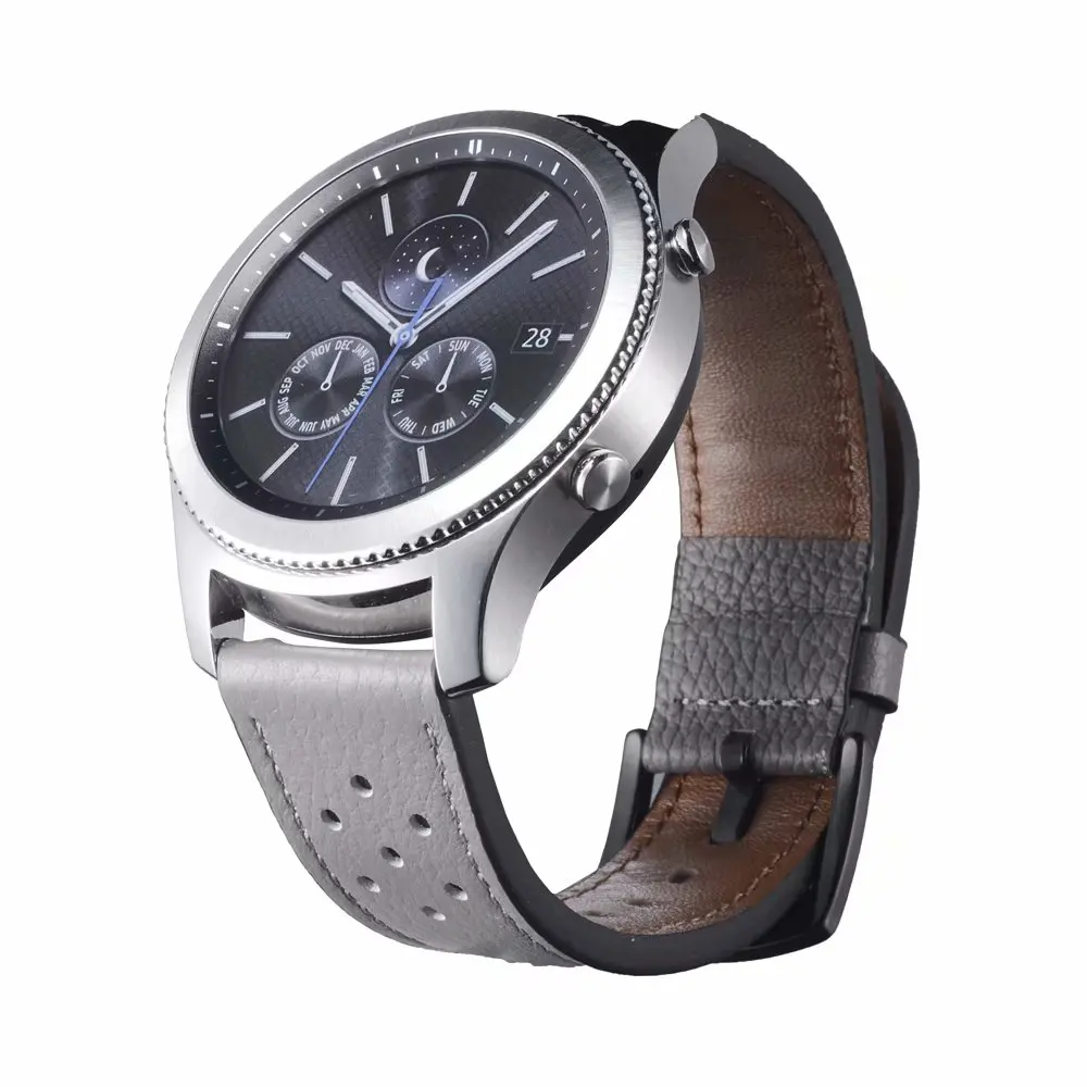 22mm Hole Genuine Leather Watch Strap for Samsung Gear S3 Band Bracelet for Xiaomi Huami Amazfit Pace Stratos 2 Amazfit 2 Band