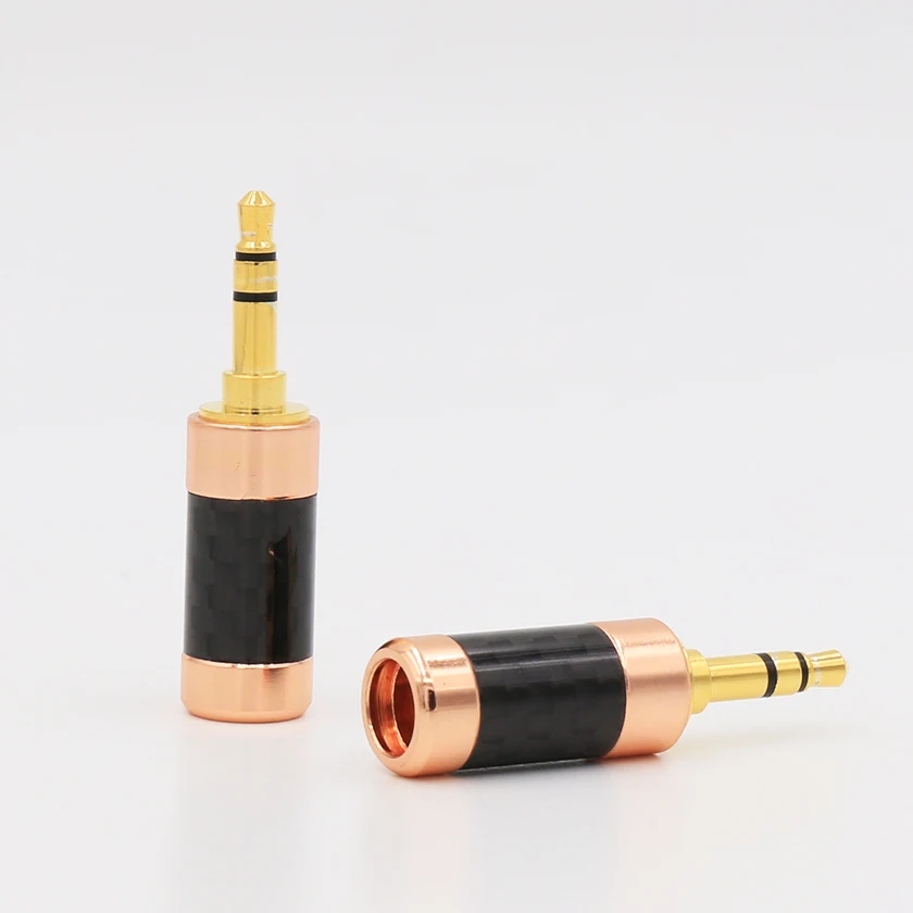 4pcs 3.5mm 3Pole  Carbon Fiber Rose gold  Soldering  Male Repair Earphones  adapter  for Diy Earphones  wire