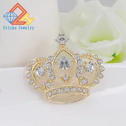 Female Crown Brooch Simulated Crystal White K Engagement Wedding Brooch for Women
