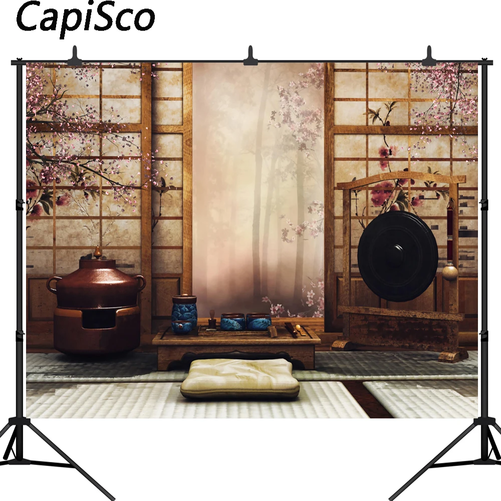 Capisco backdrop for photographic studio Japan style Tea set classic room flower forest professional background photobooth