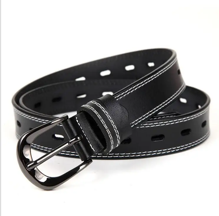 real leather belts for women stitching up thin belt Pin buckle strap female High quality second layer cowskin women's belts