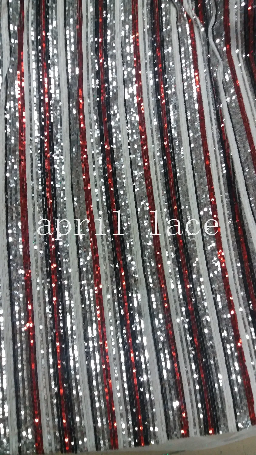 

ZXZ006 stripe colorful sequin embroidery tulle mesh french lace for evening dress for sawing/wedding,send by dhl or fedex