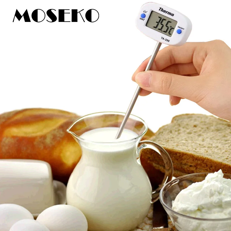 MOSEKO termometro digitale girevole per alimenti BBQ carne cioccolato forno latte acqua olio cottura termometro da cucina sonda elettronica