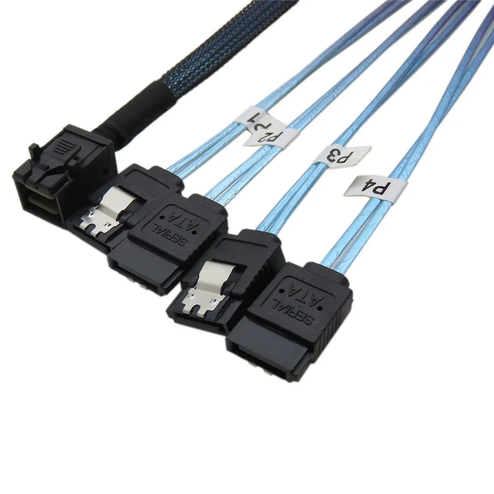 Mini Sas Cable,SFF 8643 to 4 SATA fan out Host to 4 SATA target 50CM-100CM