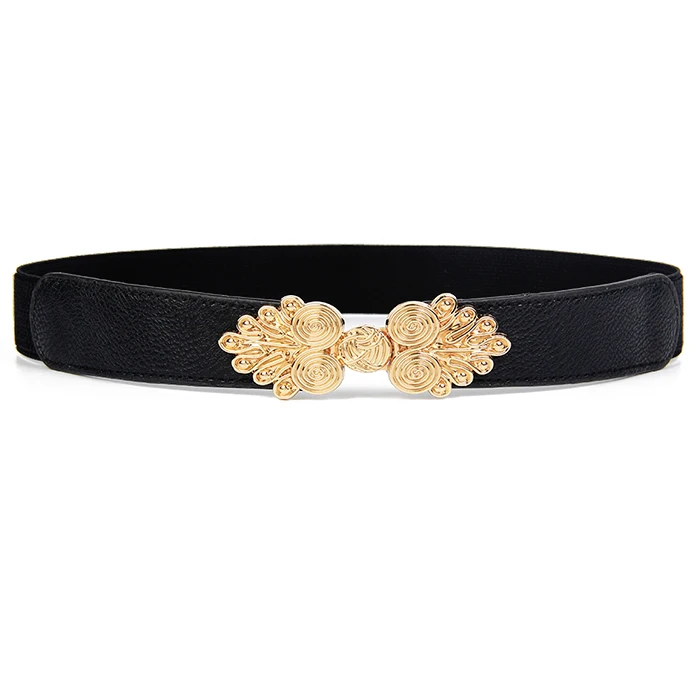 Ceinture élastique pour femmes, large, extensible, boucle dorée, ceinture décorative, de fête, nouvelle collection, tendance