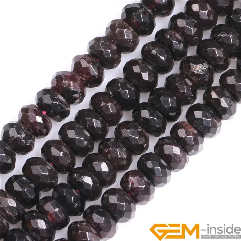 Faceted Natural Red Garnet Rondelle Spacer DIY Loose Beads For Jewelry Making Strand 15 Inch Free Shipping