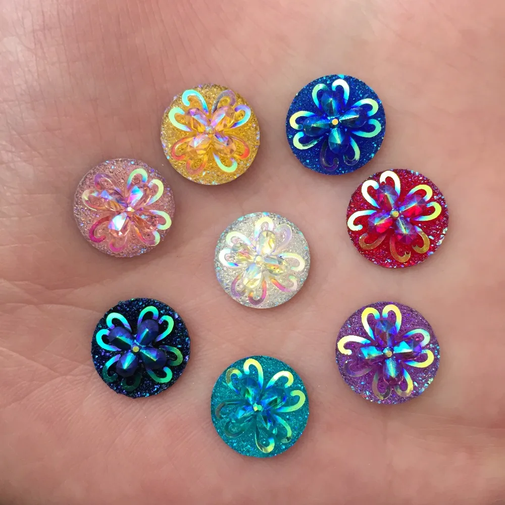 DIY 60PCS 12mm AB round Resin Rhinestone Flatback Scrapbooking for phone/wedding D78