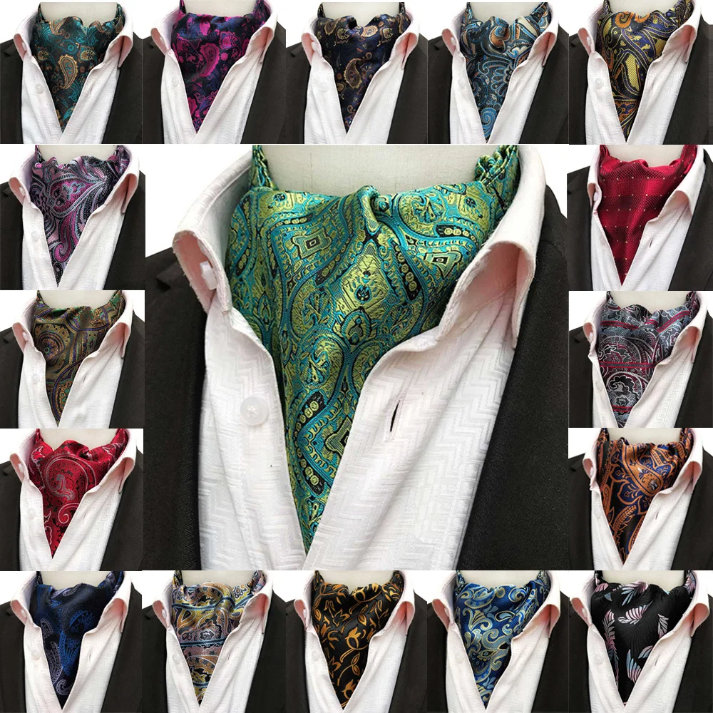 Men Business Cravat Ascot Scarves Colorful Paisley Flower Wedding Party Ties BWTHZ0339