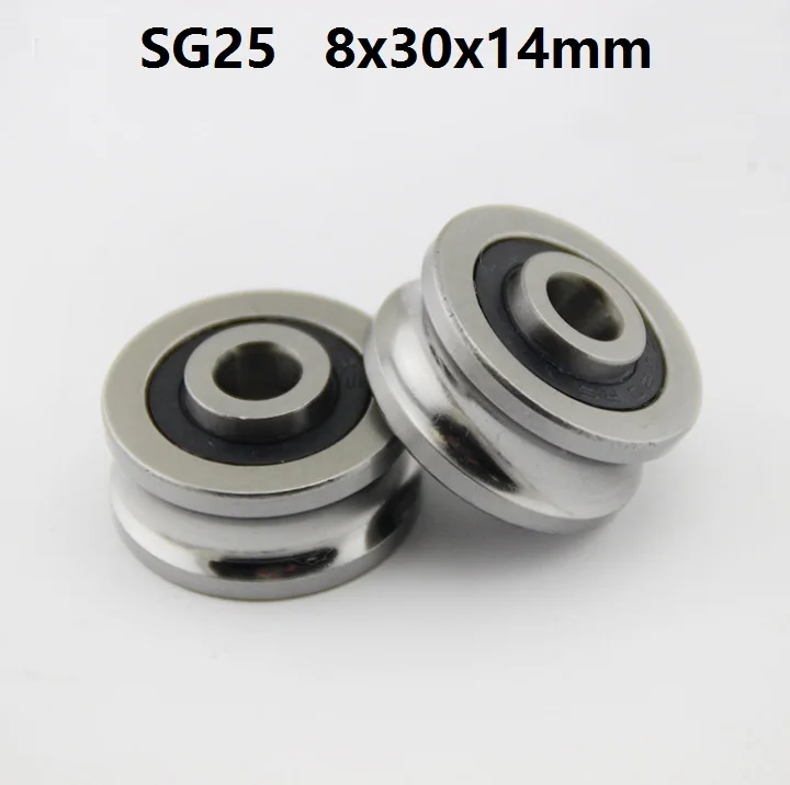 

10pcs/lot SG25 8x30x14 mm U groove roller bearing roller wheel pulley ball bearing guide track 8*30*14mm