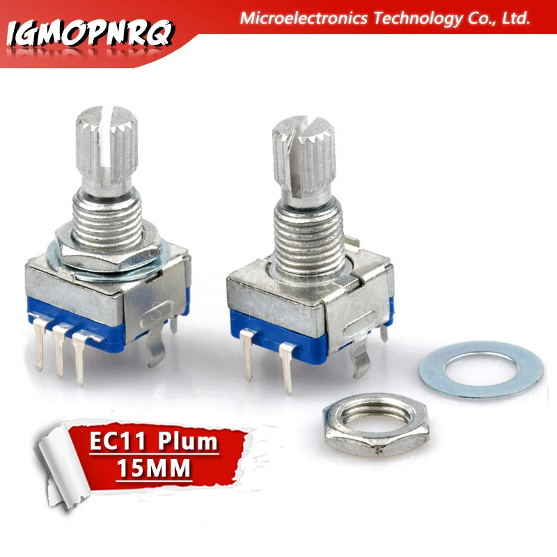 2PCS Plum handle 15mm rotary encoder coding switch / EC11 / digital potentiometer with switch 5 Pin