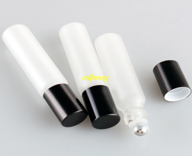 

1000pcs/lot 10ml Frosting Roll On Bottle Glass Essential Oil Stainless steel Roller Bottles 17x77mm Size