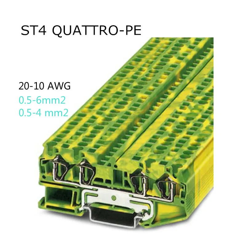 

10pcs ST4-QUATTRO-PE Type Din Rail Ground Universal Spring Quick Connector United Modular Terminal Block ST4QUATTRO-PE