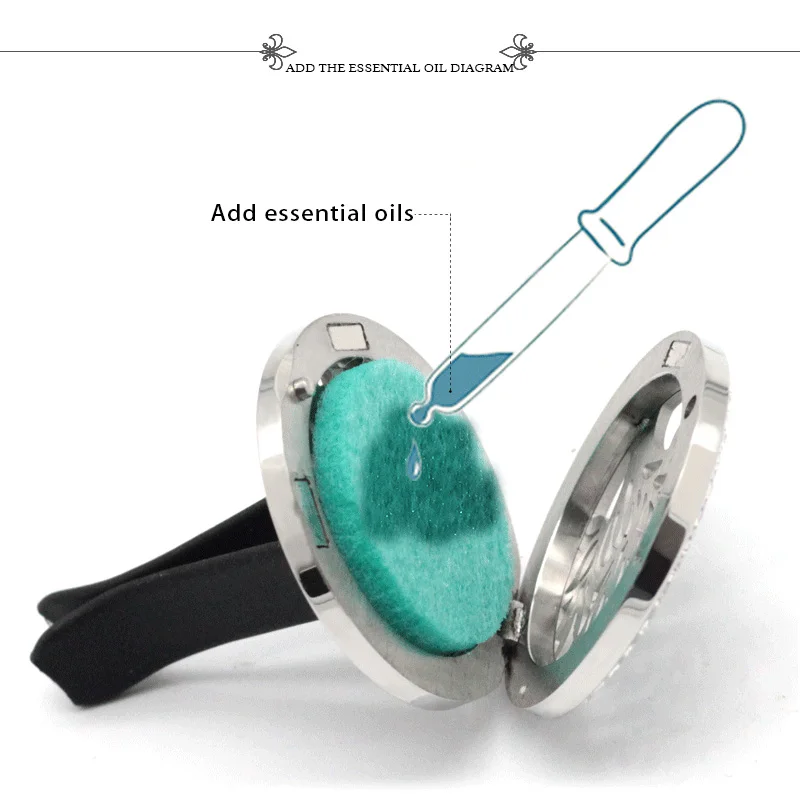 Difusor de perfume na árvore da vida, medalhão de óleo essencial para aromaterapia, aço inoxidável, purificador de ar