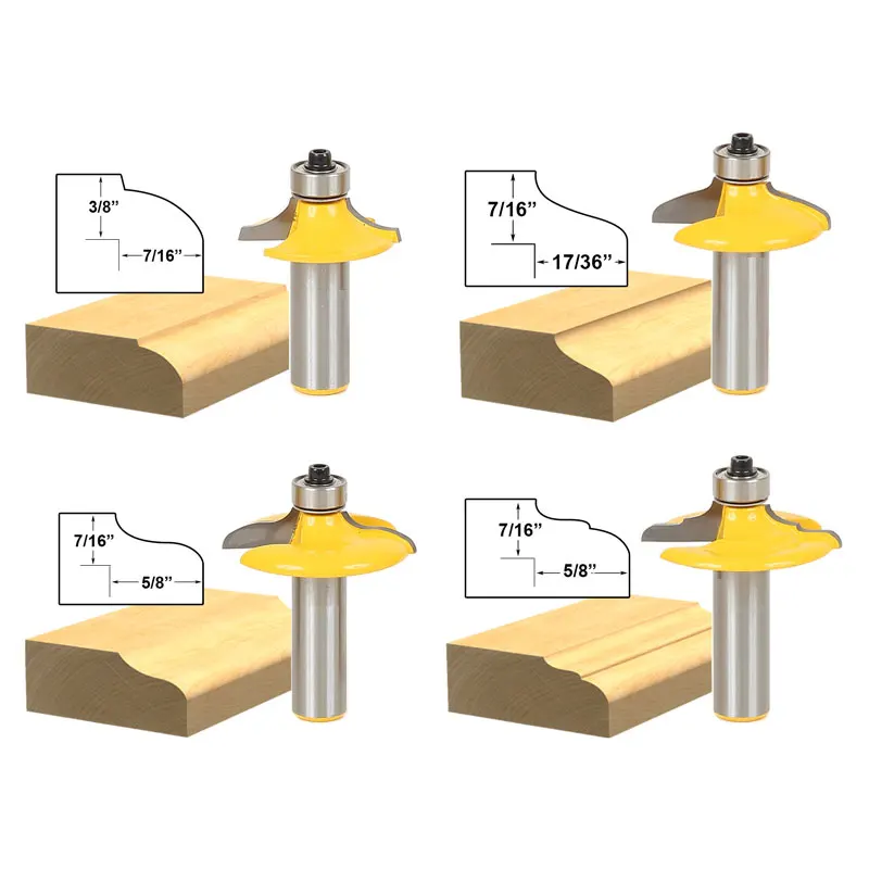 

4pcs/set Bit Drawer Front & Cabinet Door Front Router Bit Set-1/2" Shank