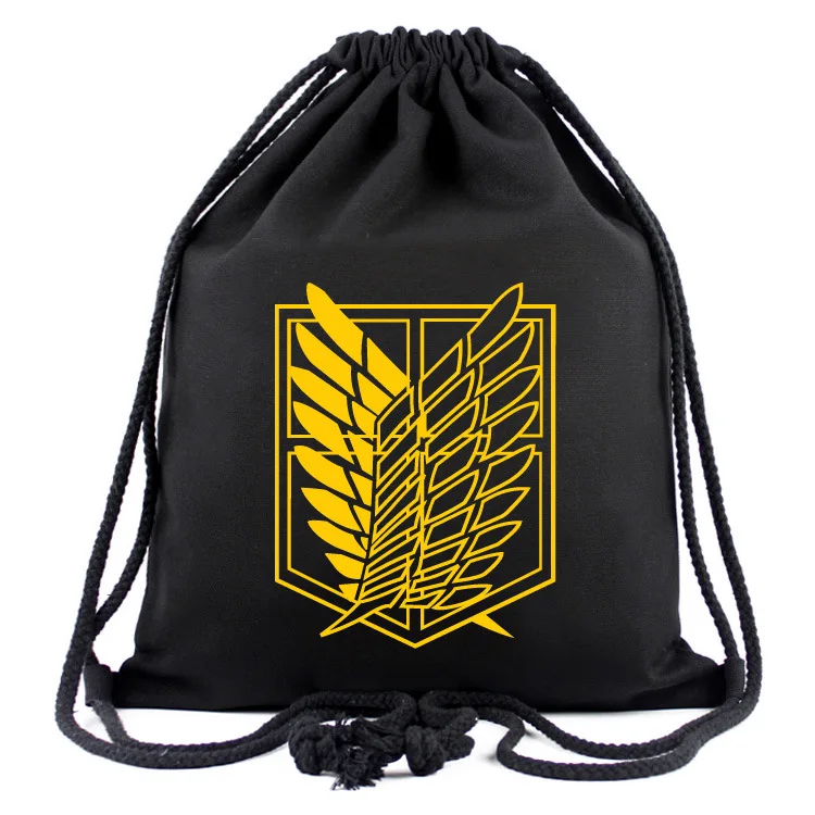 Attack on Titan Anime Fashion Canvas Backpacks Cartoon Drawstring Backpack Casual String Bags shopping Knapsack Unisex New Gift