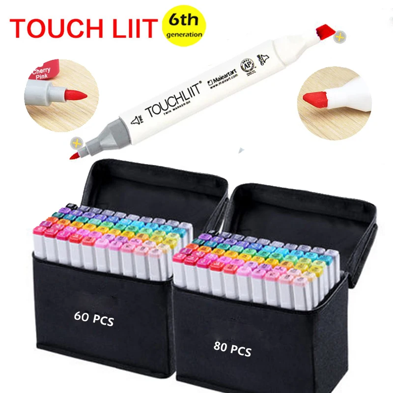 Touchliit 30/40/60/80 Alcohol Dual Art Markers Anime/Architectuur/Kleding/landschap/ interieur Ontwerp Pro Marker Grafische Pennen