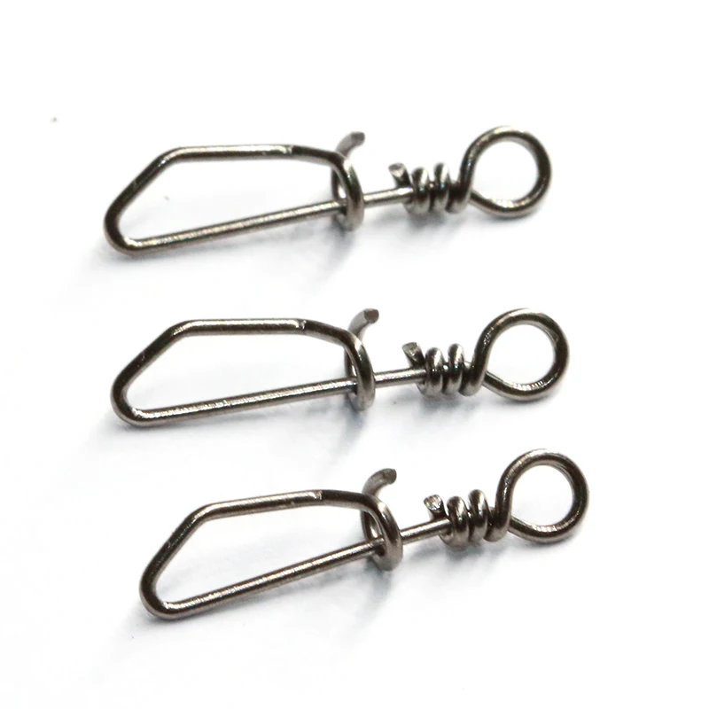 HXY PCS100 SIZE(6# to 12#) Stainless Steel Lure Connector Rotary T-shape Squid Snap Safety Pin Fishing Swivels Accessories