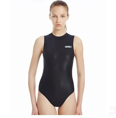 New Spandex One Piece Professional Female Swimwear Sports Swimsuit Training Competition Sexy Black Tight Bodysuit Bathing Suit