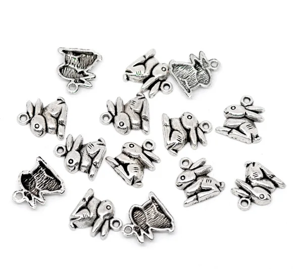 

Free Shipping 250pcs Antique Silver Tone 3D Rabbit /Bunny Charm Pendants 15x13mm Jewelry Findings Wholesales J0255F