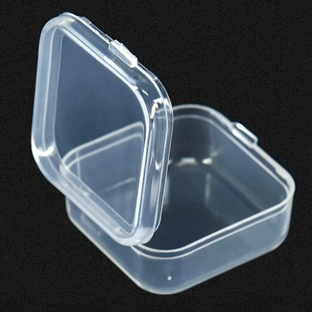 (1Piece) 3.5X3.5X1.5cm Mini Clear Plastic Small Box Fashion Jewelry Earplugs Storage Boxes Case Container Beads Organizer