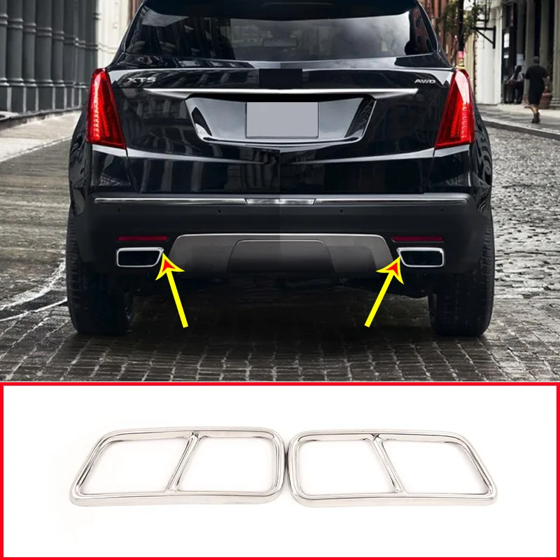 

2 Pcs Stainless Steel Chrome Exhaust Pipe Trim For Cadillac XT5 XT4 2016 2017 2018 Muffler Cover Accessories