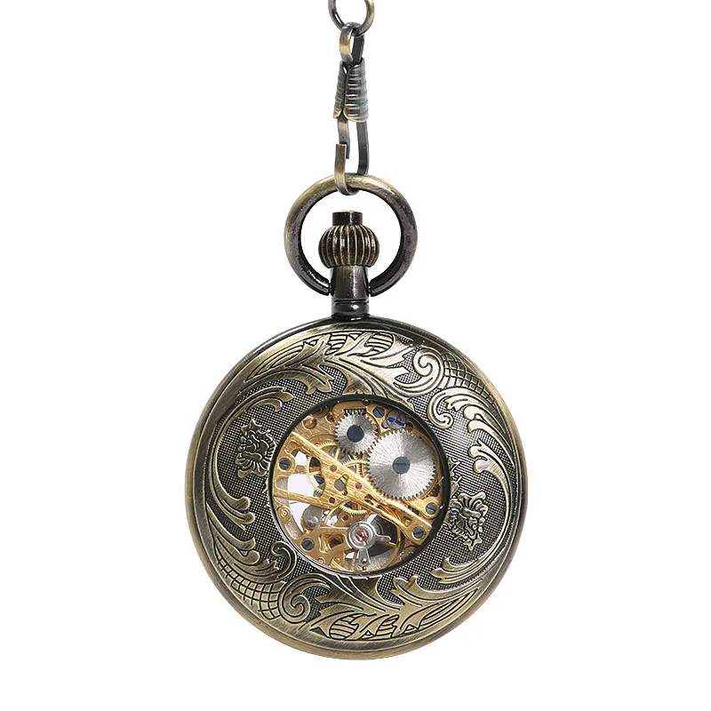 Large hollow out exquisite eagle totem pocket watch white hollow out gold digital mechanical pocket watch