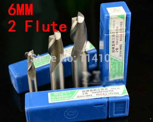 5 piezas 6mm dos 2 flauta HSS y aluminio fresa CNC Bit
