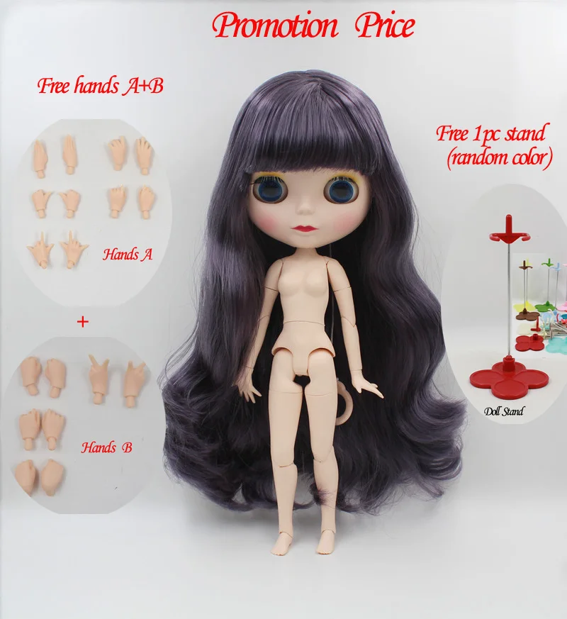 

Promotion price BJD joint 6-7TMJ DIY Nude Blyth doll birthday gift for girl 4 colour big eyes dolls with beautiful Hair cute toy