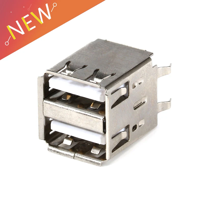 10 sztuk podwójne usb typ A żeńskie złącze lutowane gniazdo PCB USB-A typ 180 stopni pionowe 4 piny
