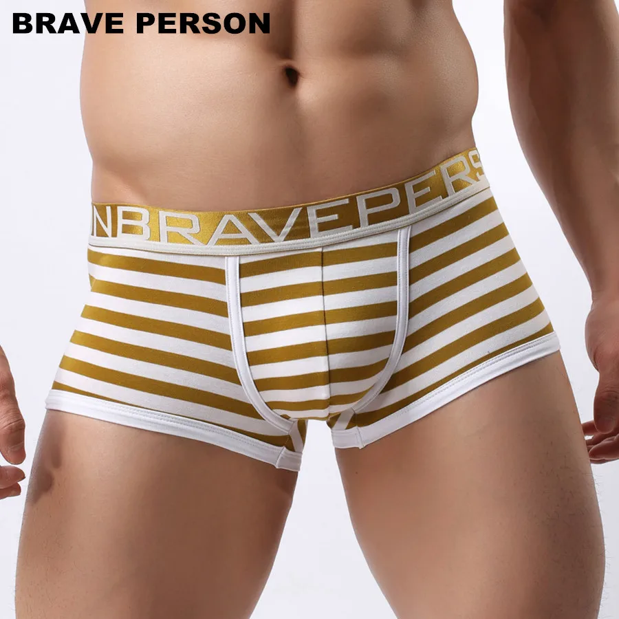 BRAVE PERSON Male Panties Men Underwear Boxers Cotton Underwear Sexy Striped Man Boxer Shorts Underpants B1155