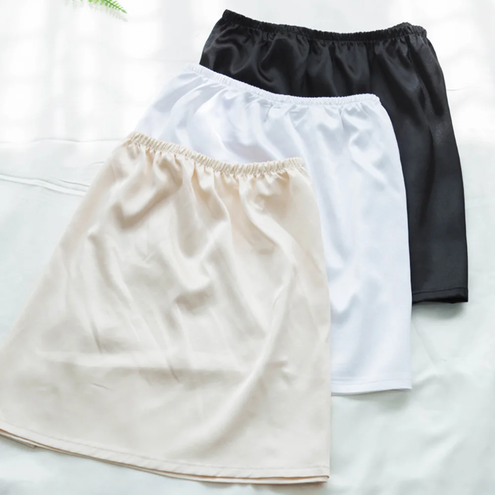 Íntimo Invisível Suave Modal Mini Saia Mulheres Bainha Metade Deslizamento de Cetim Meia Deslizamentos Saia Solta Saias Anágua Underskirt