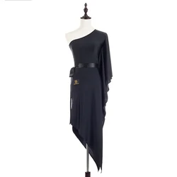Hot Selling Latin Dance Dress For Ladies Black Silk Backless Skirt Beautiful Women Lady Fashionable India Ballroom Dresses 1066