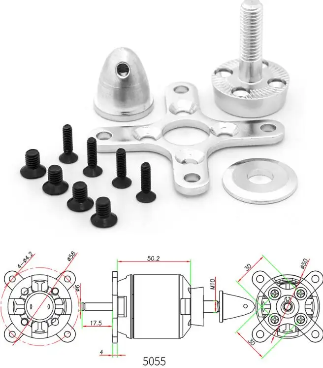 Aeolian C5055 kv600 / 400KV / 700KV Brushless Motor Metal Bullet Propeller Adapter Holder for Brushless Motor Prop RC Parts