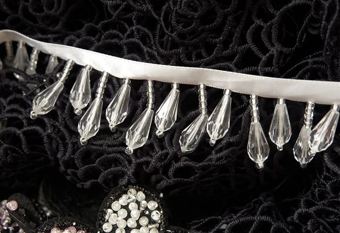 2 mt/los Perlen Anhänger Spitze Trim Quaste Breite 4 CM Handgemachte DIY Hause Dekoration Bühne Kleidung Hochzeit Kleid Vorhang Zubehör – Detail 12