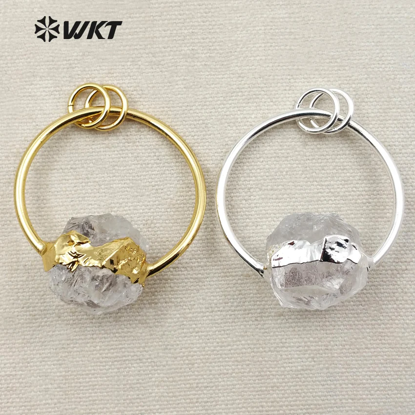 WT-P1208 Wholesale Custom New Arrived Natural Crystal Quartz Pendant Clear Pendant With Gold Eletroplated For Fashion Jewelry