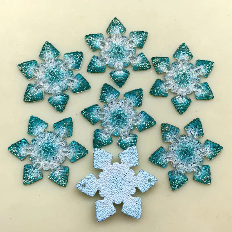 30mm Christmas snowflake Acrylic Crystal,Flat Back Cabochon Beads For DIY Crafts Christmas Party 10pcs -B535