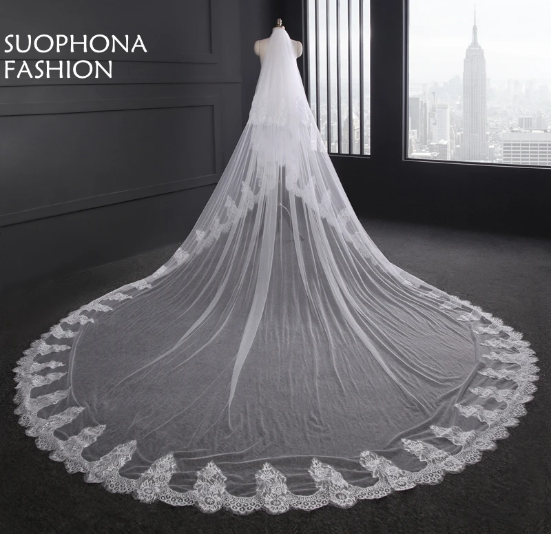 New Arrival Lace Edge brautschleier Casamento duvak veu Bridal veil Boda Wedding accessories 2 Layer Veu de noiva wedding veils