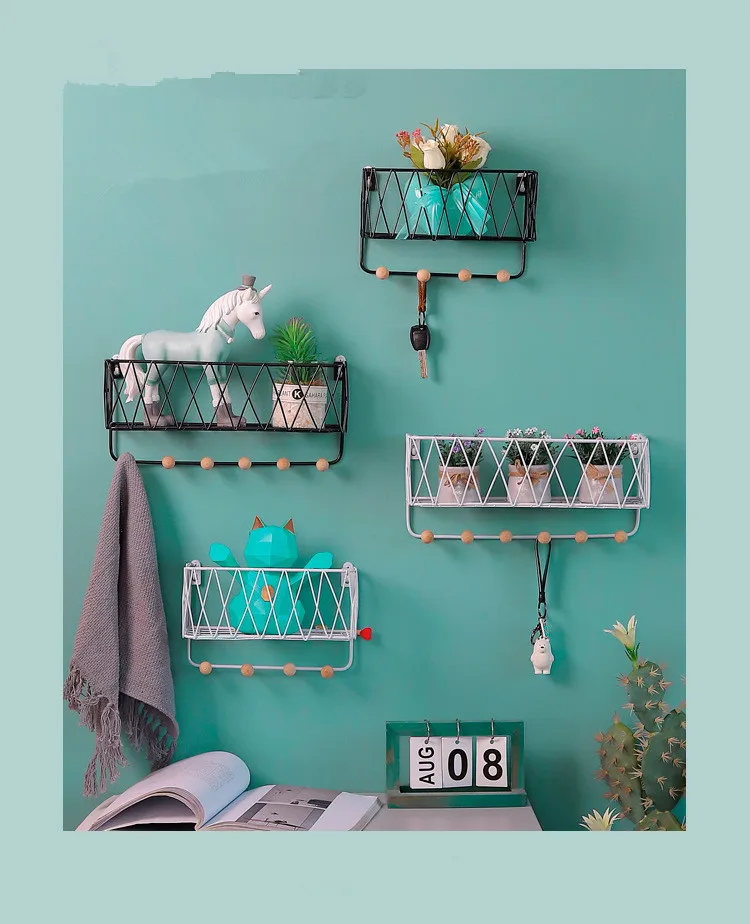 

1PC Wooden Iron Wall Shelf Mounted Storage Rack Organization For Bedroom Kitchen Home Decor Kid Room DIY Wall Hooks JL 248