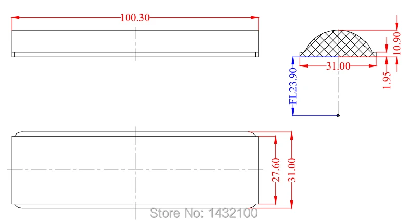 4.5 x 120degree half-cylinder LED lens for Industrial lighting,Multi-purpose Led lighting(HX-CT-31DT)