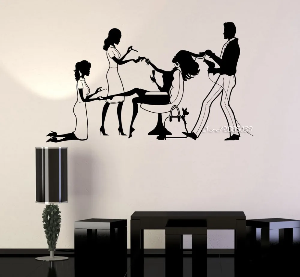 Spa Hair Stylist Nail Wall Stickers Decor Beayty Salon Wall Decal adesivo de parede para quarto  autocollant mural SA907