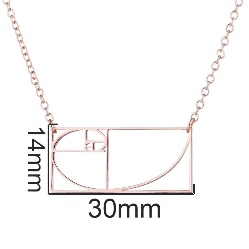 Gothic Fibonacci Golden Ratio Necklace Stainless Steel Architecture Jewelry Graduation Gift for Student Collier