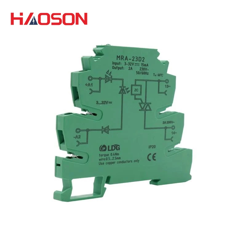 1pcs/lot MRA-23D2 DIN Rail Terminal Blocks, relay module, Input 2A: 3V 5V 12V 24V DC AC SSR Solid State Relay MRA-23D2