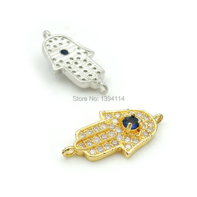 23*12*4mm Micro Pave Clear&Blue CZ Palm Connector Fit For Women As DIY Bracelets Accessory