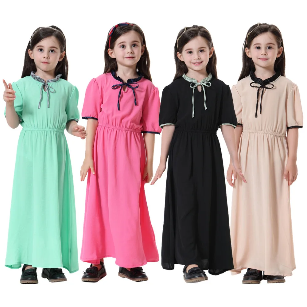 

Traditional Muslim Kids Clothing Girl Abaya Muslim Girl Dress Abaya Middle East Moroccan Ramadan Arab Islamic Clothing CN-072