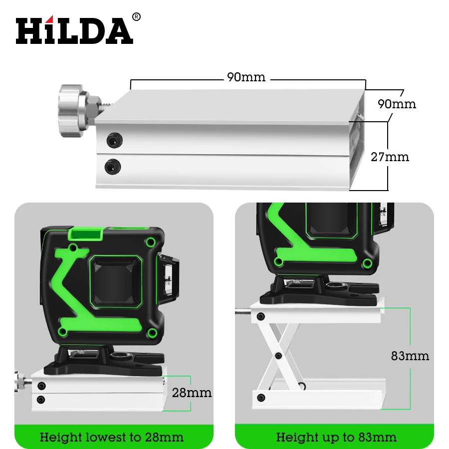 HILDA 3D Laser Level Self-Leveling 360 Horizontal And Vertical Cross Green 12 Lines 3D Rotary Level Laser Horizontal Vertical