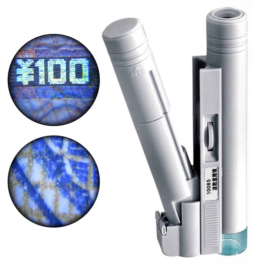Handheld Portable 100x Zoom Dual Tube Led Light Microscope Magnifier Loupe AA battery For Laboratory Work Hobbyists Collectors