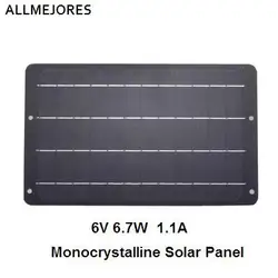 Solar Panel 6V 6W 1A Monocrystalline perfer Quality small size solar panel for DIY soalr charger .Light etc